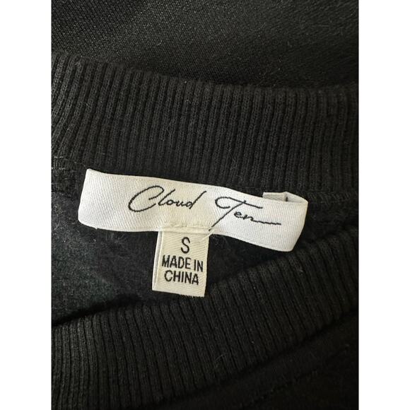 Cloud Ten black long sleeves sequin fringe sweatshirt mini dress size Small - Picture 3 of 16